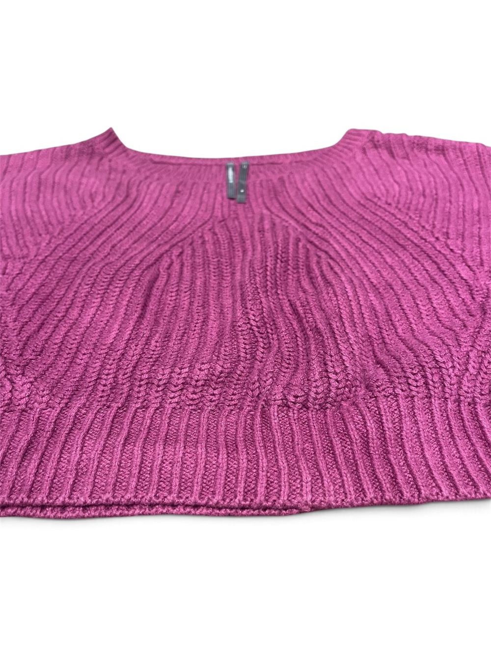 Anthropologie Fuchsia Cropped Knit Sweater - Picture 2 of 5